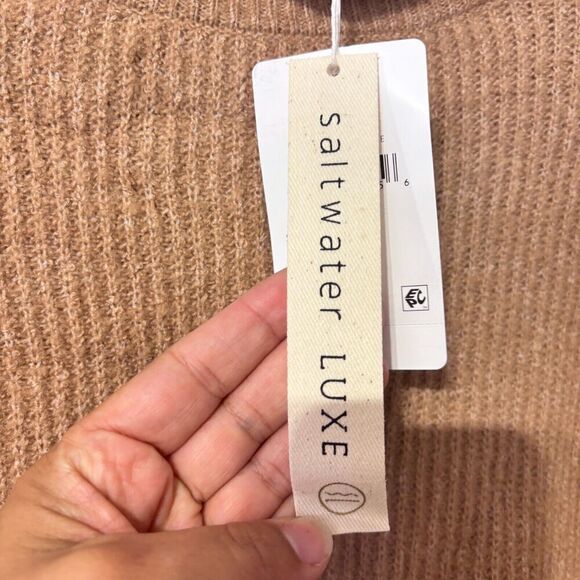 NWT Saltwater Luxe Cozy Sweater Pecan Dropped Shoulder Medium Chic Turtleneck - Picture 5 of 8